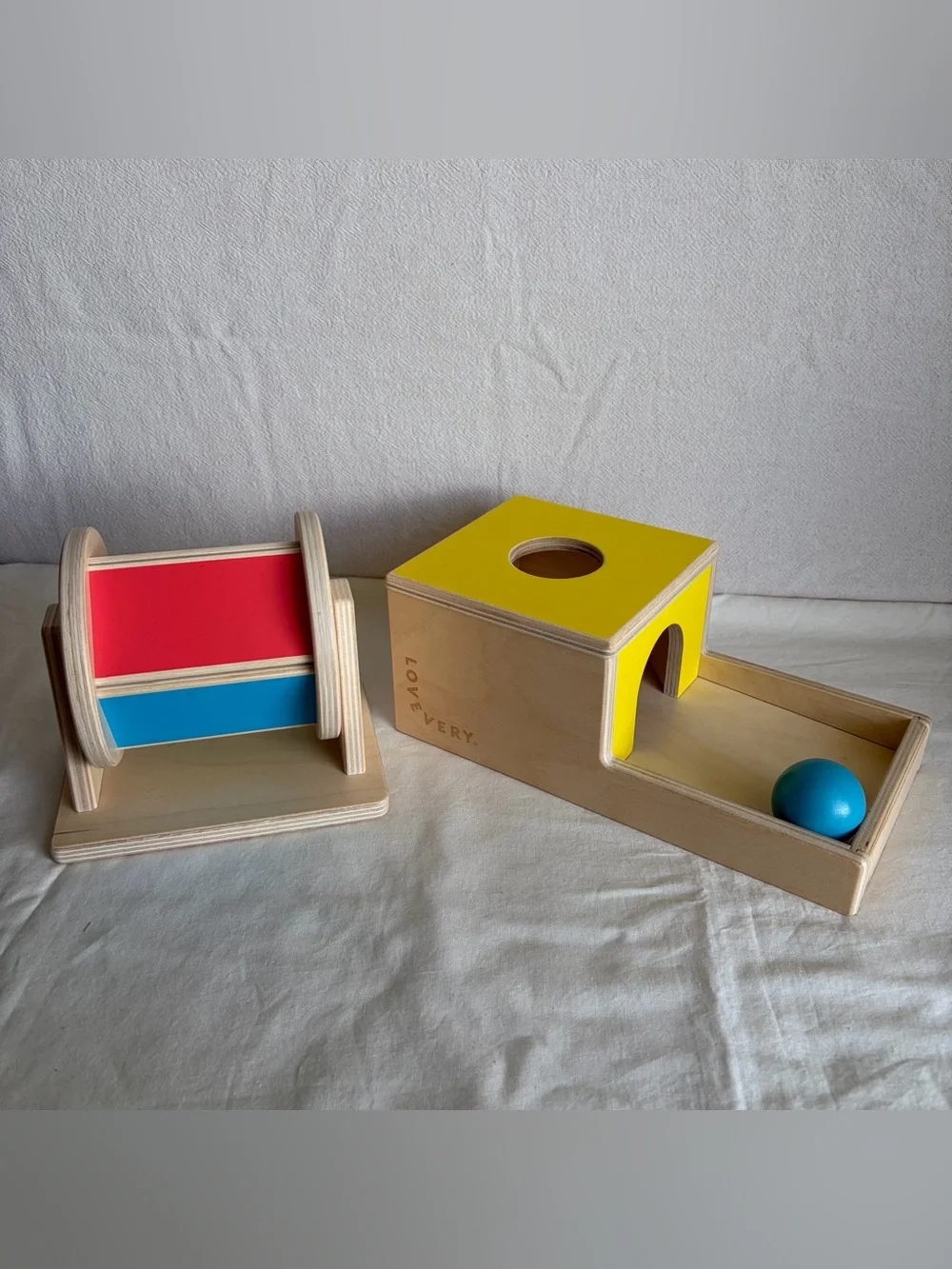 Lovevery Montessori Baby Toy Set, Spinning Rainbow and Ball Drop Box with Ball